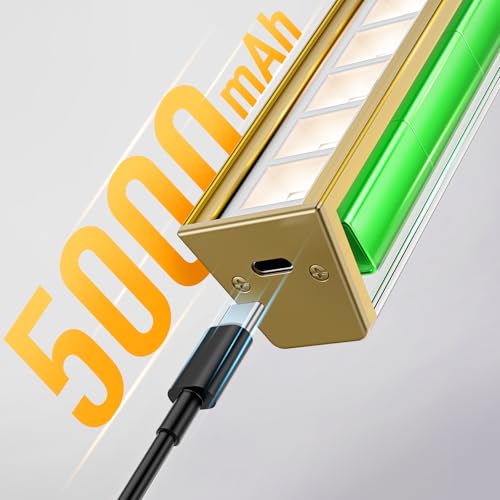 Image of Afyuol Picture Lights for Wall, Brushed Gold Battery Operated Picture Light 16in Art Light CCT Dimmable Recharging Battery Wall Light with Remote Control for Living Room Gallery 2PCS