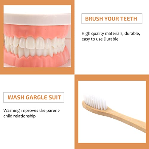 Image of STOBOK Kids Toothbrush Set Montessori Teeth Brushing Toy with Wooden Brushes and Tray Educational Practical Life Model for Toddlers Preschool
