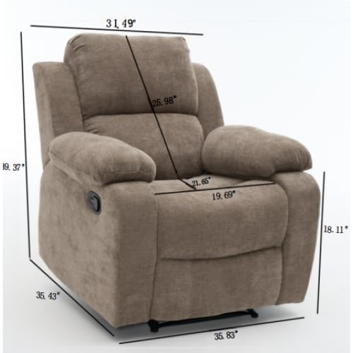 Image of Manual Single Lounge Recliner Chair with Adjustable Backrest, Khaki