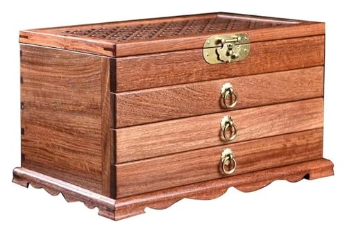 KEuLen Joyero de Madera, Caja Joyero, Joyero Madera, Caja de Almacenamiento de Madera con cajón Multicapa for Pulseras, Collares y Joyas for Mujer