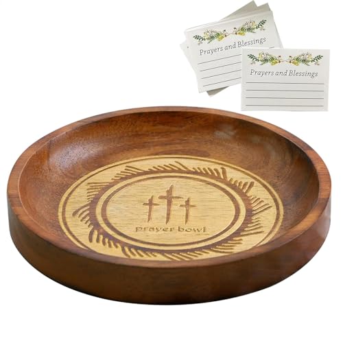 Ciotola di preghiera in legno, ciotola di benedizione con biglietti di preghiera, decorazione religiosa per la casa, ciotola per congregazione, ciotola di preghiera in legno, decorazione per preghiera