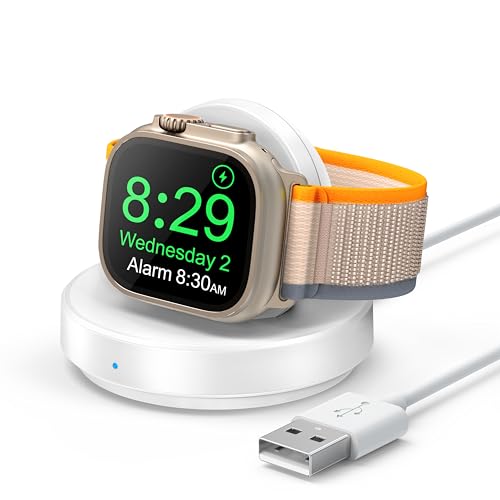 Wireless Watch Charger Compatible With Apple Watch, Portable iWatch Charger Stand with Charging Cable,Magnetic Wireless Charging Dock Compatible with iWatch Series 10 9 Ultra 8 7 SE 6 5 4 3 2-White Wireless Watch Charger Compatible With Apple Watch, Portable iWatch Charger Stand with Charging Cable,Magnetic Wireless Charging Dock Compatible with iWatch Series 10 9 Ultra 8 7 SE 6 5 4 3 2-White