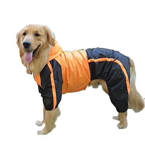Isdy 犬用 レインコート ドッグウェア カッパ 散歩 雨用 ペット 小型犬 中型犬 大型犬 (前(胸)開き, オレンジ黒・XL)