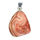 KRIO 1x Liesegang Stein Rhyolith Aztekenstein Handschmeichler Größe M als Anhänger mit Silberschlaufe