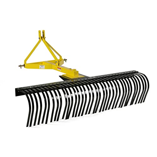 Titan Attachments 5-Ft Landscape Rake for Compact Tractors, Quick Hitch Compatible Tow-Behind Garden Tool