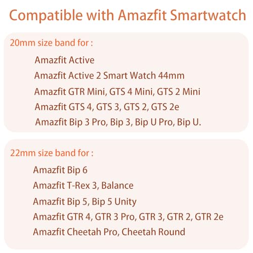 Bracelet Amazfit interchangeable à dégagement rapide 20mm et 22mm