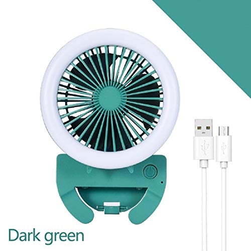 Mini Selfie Ringlicht mit Ventilator Beauty Selfie LED-Blitzlicht-Lampe bewegliches Handy for USB aufladbare Fan (Color : Green)