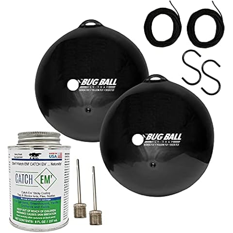 Bug Ball 2 Pack Starter Kit Complete- Odorless Eco-Friendly Biting Fly and Insect Killer with NO Pesticides or Electricity Needed, Kid and Pet Safe Cover