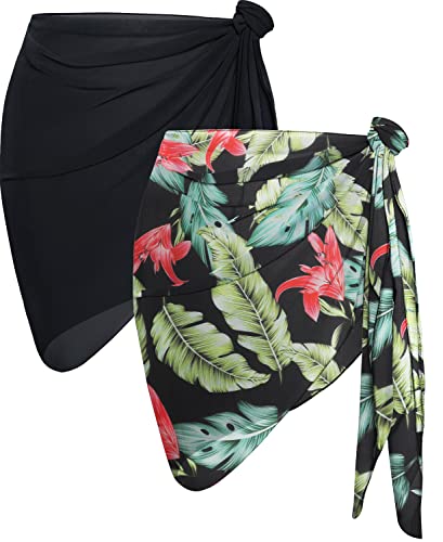 Image of CHICGAL 2 Pieces Women Beach Sarong Bathing Suit Wrap Skirt Sheer Bikini Swimsuit Cover Ups for Swimwear