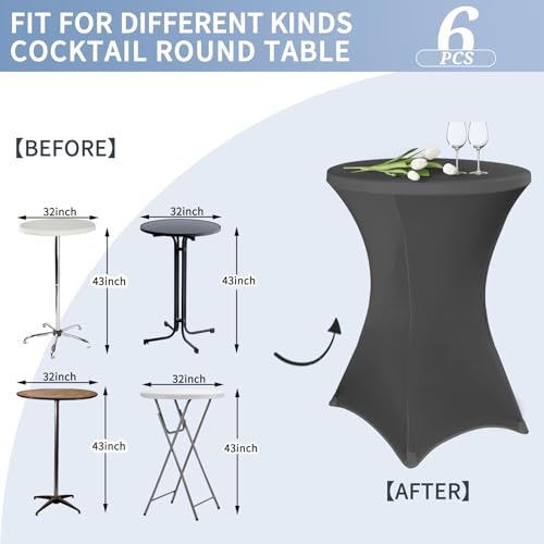 Housse de table haute stretch 80 cm grise de qualité supérieure
