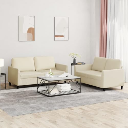 qohoio Juego de sofás con Cojines 2 Piezas Sofas de Salon sofá con Cojines Cuero sintético Crema - 3201751