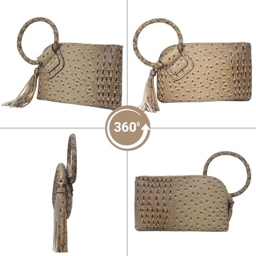 Image of NGIL Faux Leather Mini Wristlet Purse | Women's Handbag, Fashion Wristlet Wallet, Compact Everyday Purse with Fringe Tassel