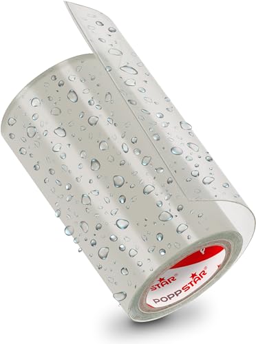 POPPSTAR Cinta resistente al agua extrafuerte (10cm ancho, 3m longitud, transparente), cinta para reparar toldos, tiendas, estanques, piscinas y tuberías