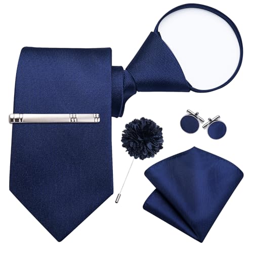 Image of DiBanGu Silk Zipper Ties for Men, Formal Pre-tied Necktie