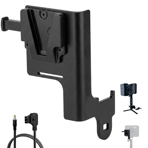 Image of V-Mount Battery Plate for Amaran Ray 120c & Ray 60c Handle, 3mm Stainless Steel V-Lock Power Adapter Bracket with 45cm D-Tap to DC Cable