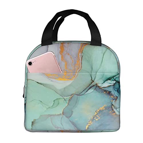 XVBCDFG Bolsa de almuerzo Mármol colorido aislado con compartimentos Reutilizable Estampados lindos Asa de asa Caja de almuerzo portátil para mujeres Hombres