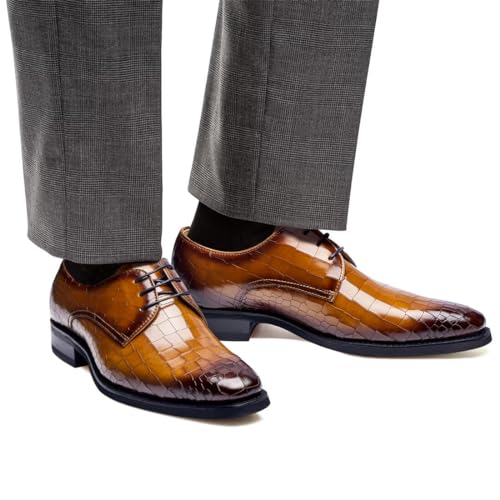 Image of Men's Dress Shoes Genuine Leather Oxfords Luxury Formal Business Suit Shoes with Blake Rapid Stitch