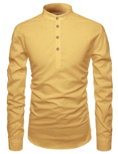 Image of Vida Loca Full Sleeve Mandarin Collor Cotton Casual Slim Fit Shirt for Men's