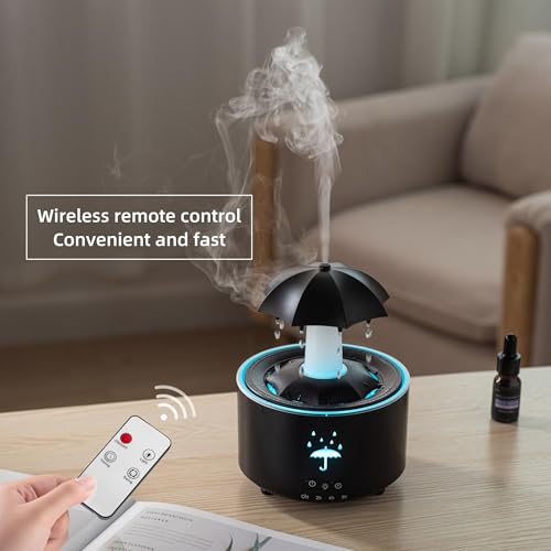 Diffusore di oli essenziali, umidificatore rotante a ombrello da 300 ml, con telecomando, 7 colori, impostazioni timer, spegnimento automatico