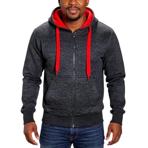 Ymosrh Men's Casual Long Sleeve Zip Up Hoodies Athletic Workout Jersey Hooded Sweatshirt Pullover Hoodie, S-2XL