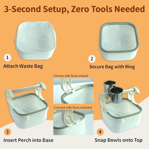 Image of Bird Desktop Training Stand with Detachable Stainless Steel Double Bowls Feeder, Easy Clean Portable Bird Perches Stand with Detachable Base for Parakeets, Small-Sized Birds, Parakeet Cage Accessories