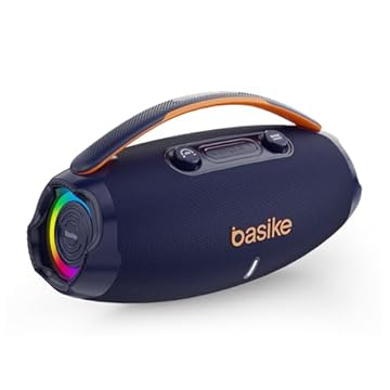 Caixa de Som Bluetooth 80w(MAX) /TWS/FM, Botão Ajustável do Subwoofer com Luz RGB LED de Ritmo para Festas, Praia e Acampamentos, Azul