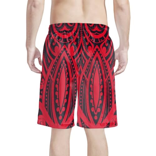 Polynesian Style Prints Men Basketball Shorts Tropical Plant Floral Custom Sexy Beach Shorts Adjustable Drawstring2