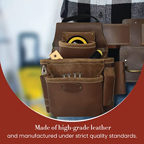 Style n Craft Leather Framer\'s Tool Belt Combo - 4 Piece Set for Men - Full-Grain Leather with 17 Pockets, Tape Holder & Hammer Loop - Heavy Duty Nylon Stitch - Ideal Carpenter\'s Tool Belt - Thumbnail 5