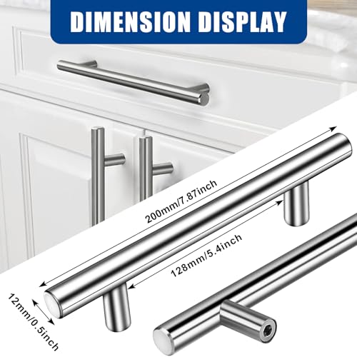AOKITO 15 Stück Möbelgriffe, Küchengriffe Silber, Hohle Gebürstet Schrankgriffe, Türgriffe aus Edelstahl, mit Schrauben, Bohrlochabstand 128mm, für Schrank Schublade Kleiderschrank Schranktür (200mm)