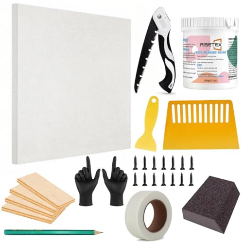 Drywall Repair Kit34 Pcs 12x12inch Wall Patch Kit with Saw& Wood BoardsDrywall Patch Kit for Large HolesSheetrock Repair Kit for Cracks Dents & Nail Holes-Quick & Easy Wall Surface Repair Solution