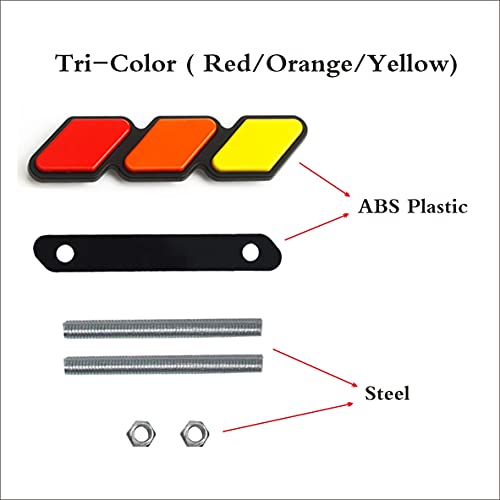 Image of Tri-Color Grille Badge Emblem Decoration Accessories Car Truck Label Compatible for Tacoma 4Runner Tundra Sequoia Rav4 Highlander (Yellow /Orange /Red)