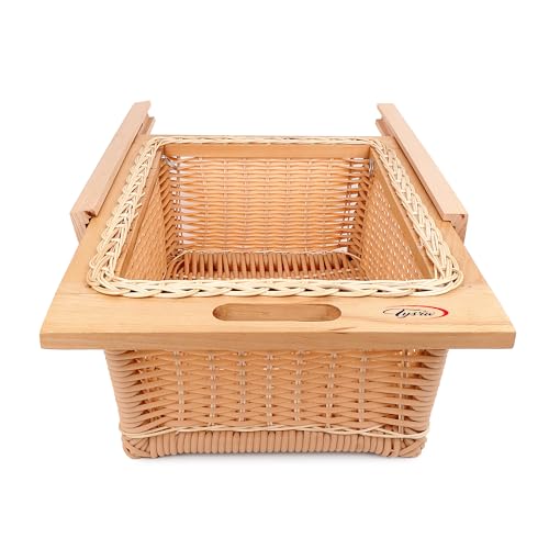 PVC Wicker Basket for Modular Kitchen – Durable Plastic Basket for Kitchen | Water-Resistant | Pull Out Pvc Basket for Fruits & Vegetables Organizer ((16.25W(414mm) X20LX6H (No Partition))