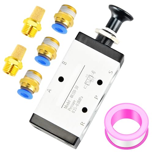ERGAOBOY 3/8" BSP 5 Wege Pneumatisches Magnetventil mit 2 Positionen, manuelle Steuerung, Push Pull betätigt (4R310 08 Ventil)