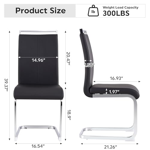 Image of Baysitone Modern Dining Chairs Set of 8, Side & Kitchen Chairs with Faux Leather Padded Seat, High Back, for Dining, Kitchen, Living Room - Black