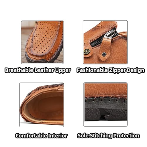 Men's Casual Leather Shoes Loafers Slip Walking Comfortable Breathable Driving Lightweight Men Oxford Slip-On Shoes3