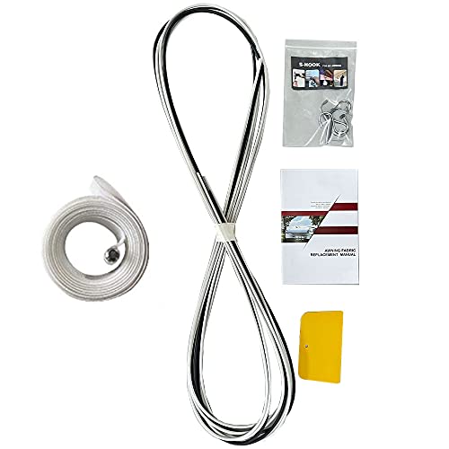 Suncode Rv Awning Fabric Replacement Waterpoof Sun Shade Screen Universal Fit Camper Awning Replacement 16Oz Vinyl Rv Canopy Travel Trailer Awning Replacement 15 Feet Black Stripes #TOP5