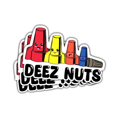Image of 3 Pcs Deez Nuts Sticker, Deez Nuts Decal, Deez Nuts Gifts Deez Nutz Journeyman Hardhat Lineman Mechanic Tool Box Welding Construction Man Stickers for Laptop Phone Watter Bottle Car Helmet 5 inch (D1)