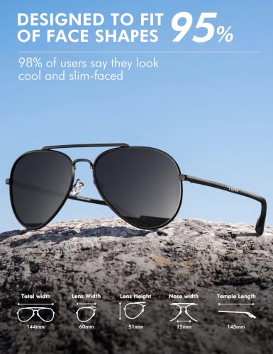 Image of LUENX Aviator Sunglasses for Men Women Polarized Driving Classic Shades - UV 400 Protection with Accessories
