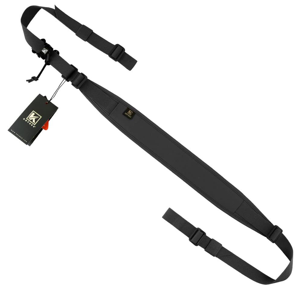 Tactical 2 Point Sling Rifle Sling Wide Shoulder Padded Strap,Length Adjustable (Black)