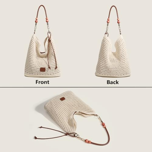Large Capacity Crochet Knitted Summer Tote, Woven Beach Shoulder Bag, Bohemian Hollow Purses for Shopping Vacation3