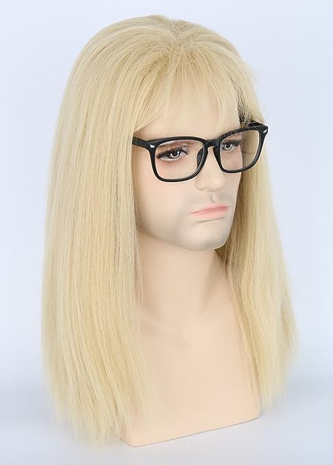 Topcosplay Men 80s Mullet Wig Blonde Long Straight Halloween Party Costume Man Wigs - Image 3