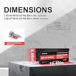 Dumfume 38.4V(36V) 100Ah LiFePO4 Lithium Golf Cart Battery,Built-in 200A BMS & 15000 Cycles,5kW Motor Support,High Energy Density,Maintenance-Free for Golf Carts/Utility Vehicles/RV Backup Power
