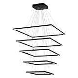 MADEM LED Chandelier Modern Square Chandelier Dimmable 5 Ring Pendant Light Contemporary Chandelier