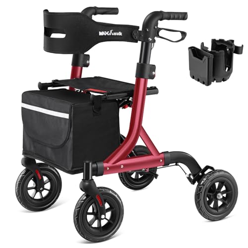 Image of MAXWALK Foldable Rollator Walkers for Seniors with Seat, 18 lb Lightweight