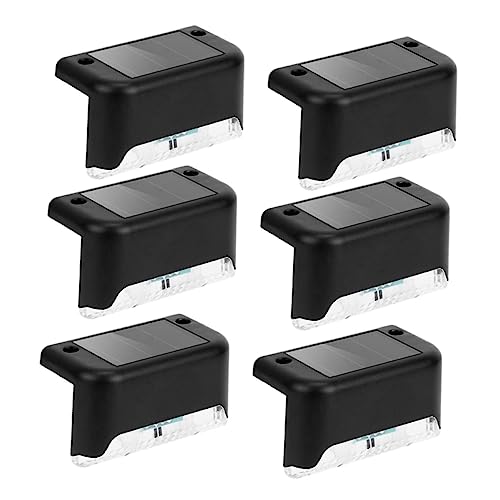 DIYEAH Luces Led Solares Para Escaleras Impermeables, 6 Piezas En Carcasa Negra, Luz Blanca Para Cercas De Jardín y Patio, Lámparas Solares Exteriores Para Jardín y Zona Residencial