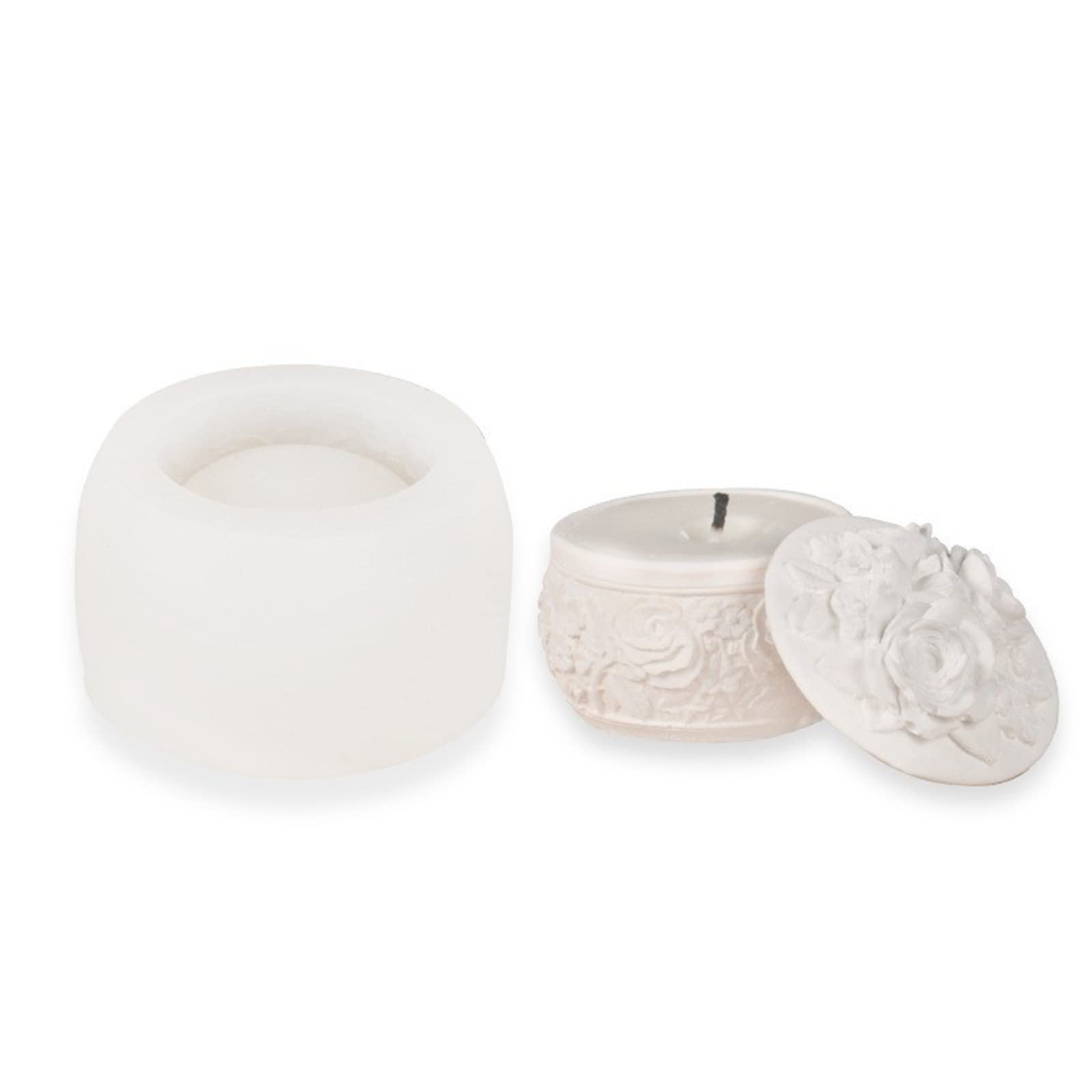 Molde Flexible de silicona para velas, recipiente para almacenamiento de joyas hecho a mano, molde para hacer cajas redondas de fácil deso, para flores y rosas