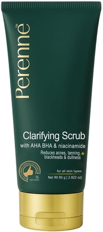 Clarifying Clay Scrub with AHA, BHA and Niacinamide for Oily Acne Prone Skin (80 gm) - Antioxidants Rich Detoxify, Purify Skin Pore Minimiser, Reduces Acne, Scars for Men and Women