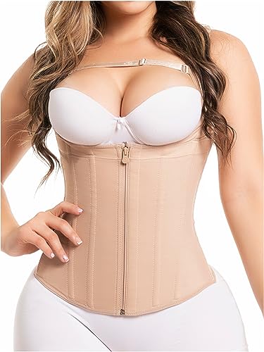 Salome 0314 Zip Waist Trainer Vest Faja Colombiana Chaleco Cinturilla Reductora de Mujer Beige L