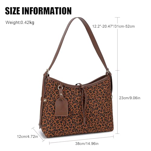 Travistar Leopard Purses for Women - Large Cheetah Print Shoulder Bag Faux Suede Leather Purse Crossbody Handbags Hobo Tote4