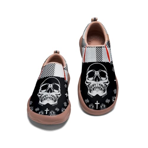 Men's Slip On Sneakers Casual Loafers Art Painted Comfort Soft Walking Shoes Cashew Floral Print Bandana Style